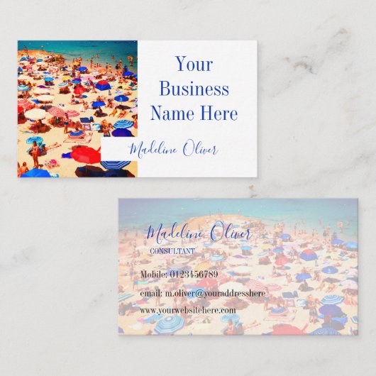 Colorful Beach Scene Modern Stylish Professional Visitekaartje (Voorkant / Achterkant)