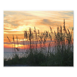 Colorful Beach Sunset Foto Afdruk