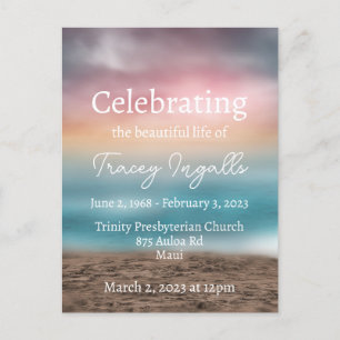 Colorful Beach Sunset Funeral Briefkaart