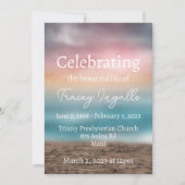 Colorful Beach Sunset Funeral Invitation Kaart (Voorkant)