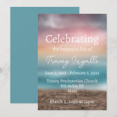 Colorful Beach Sunset Funeral Invitation Kaart (Voorkant / Achterkant)