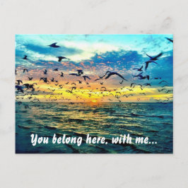 Colorful Beach Sunset Romantic Briefkaart