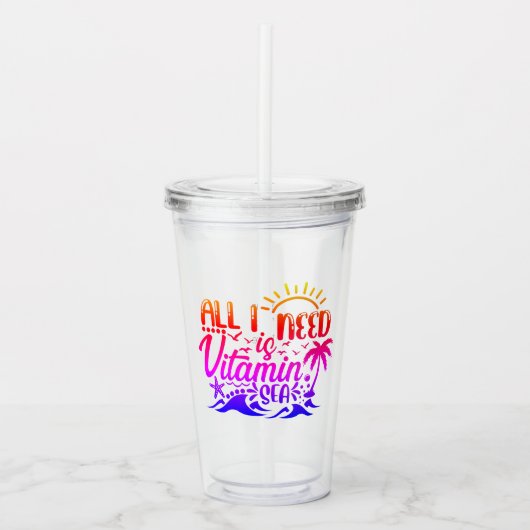 Colorful Beach Thleed  Acryl Drinkbeker (Voorkant)