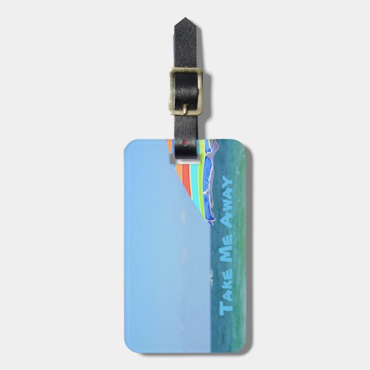 Colorful Beach Umbrella Oceanview Bagagelabel (Voorkant verticaal)