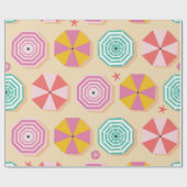 Colorful Beach Umbrella Pattern Cadeaupapier (Vlak)