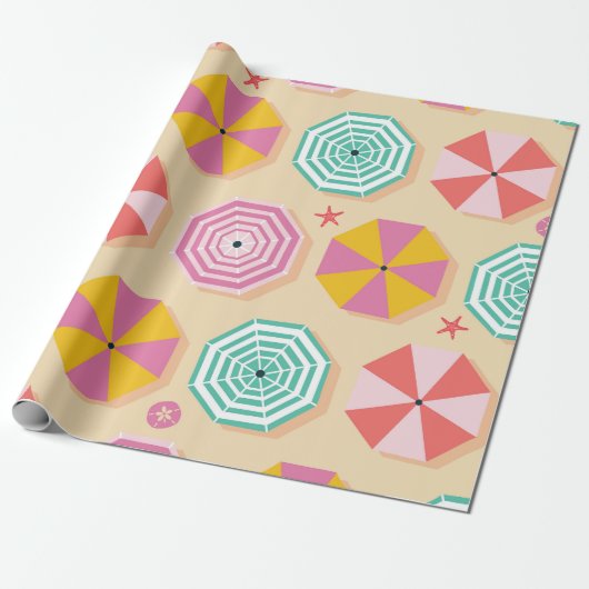 Colorful Beach Umbrella Pattern Cadeaupapier (Uitgerold)