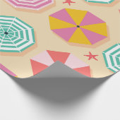 Colorful Beach Umbrella Pattern Cadeaupapier (Hoek)