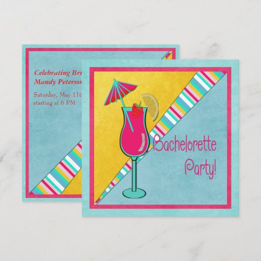 Colorful Beachtime Bachelorette Party Kaart (Voorkant / Achterkant)