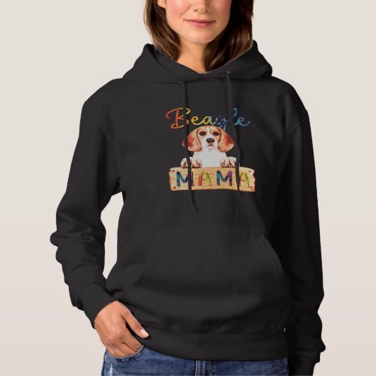 Colorful Beagle Mama  Dog Mom Hoodie (Voorkant)