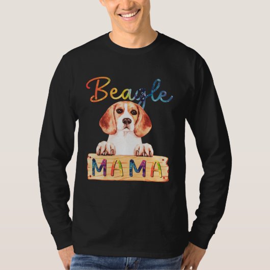 Colorful Beagle Mama  Dog Mom T-shirt (Voorkant)