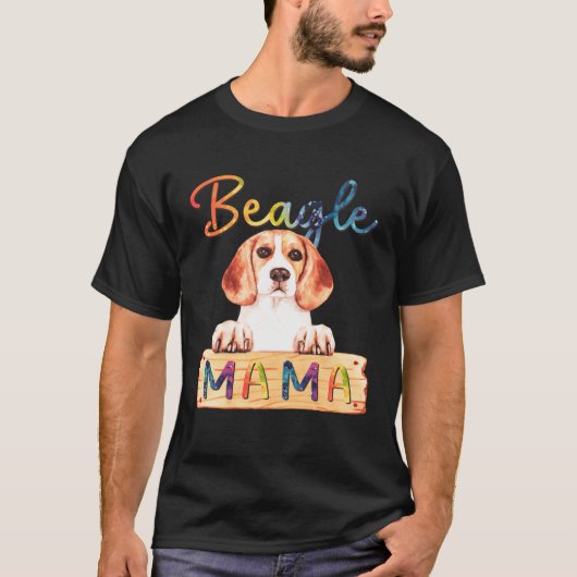Colorful Beagle Mama  Dog Mom T-shirt (Voorkant)