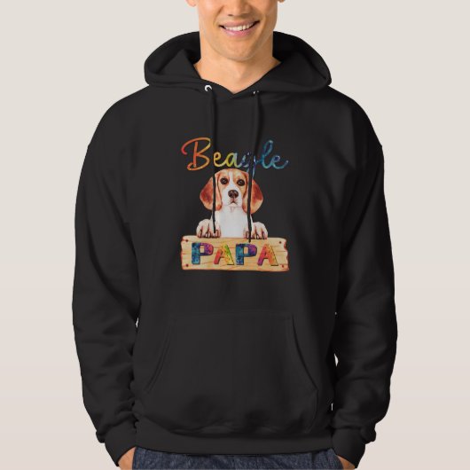 Colorful Beagle Papa  Dog Dad Hoodie (Voorkant)