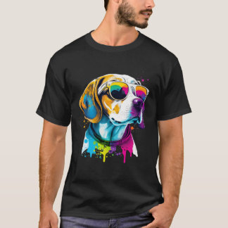 Colorful Beagle Pop Dog Dad Mom Dog   1 T-shirt