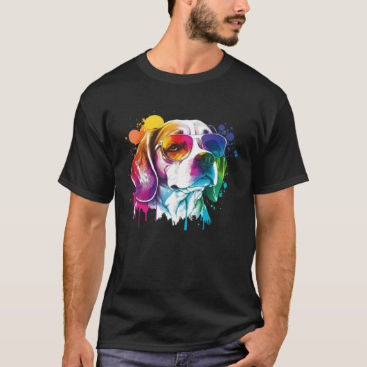 Colorful Beagle Pop Dog Dad Mom Dog T-shirt (Voorkant)