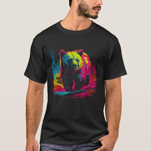 Colorful Bear Face Spirit Animal T-shirt (Voorkant)