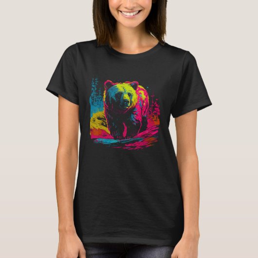 Colorful Bear Face Spirit Animal T-shirt (Voorkant)