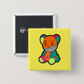 Colorful bear vierkante button 5,1 cm (Voorkant /achterkant)