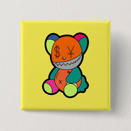 Colorful bear vierkante button 5,1 cm (Voorkant)