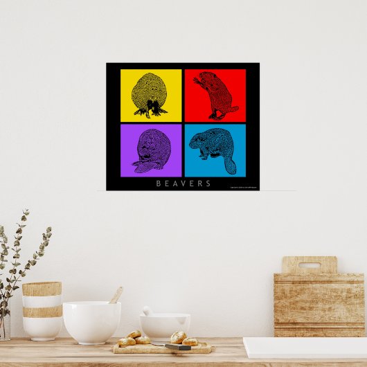 Colorful Beaver Poster (Keuken)