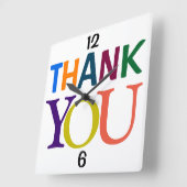 Colorful BEDANK U GEWOON Vierkante Klok (Hoek)