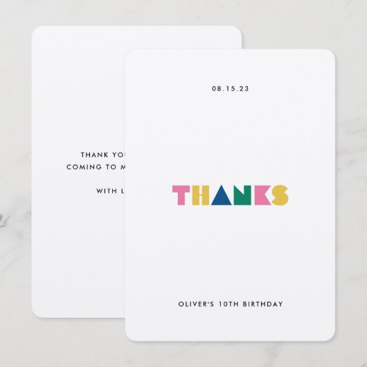 Colorful Bedankt Kinderen van Birthday Party Harte (Voorkant / Achterkant)