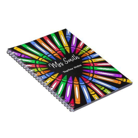 Colorful bedankt leraar grote hartkrayon notitieboek (Rechterzijde)