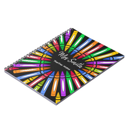 Colorful bedankt leraar grote hartkrayon notitieboek (Linkerzijde)