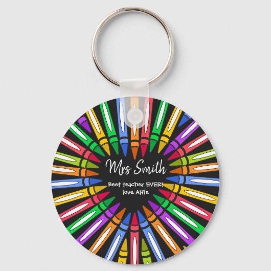 Colorful bedankt leraar grote hartkrayon sleutelhanger (Voorkant)