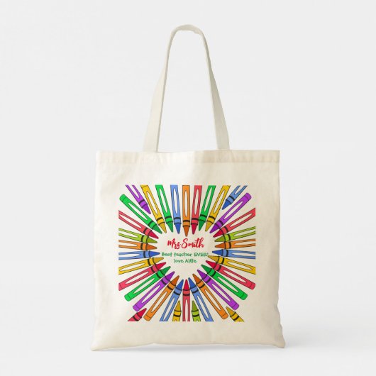 Colorful bedankt leraar grote hartkrayon tote bag (Achterkant)