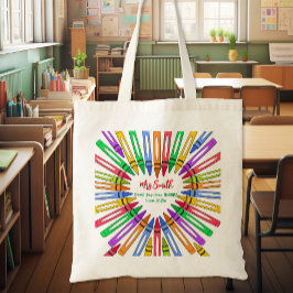 Colorful bedankt leraar grote hartkrayon tote bag