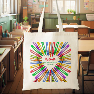 Colorful bedankt leraar grote hartkrayon tote bag