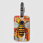 Colorful Bee Art Print Honeybee Wall Bagagelabel (Voorkant (verticaal))