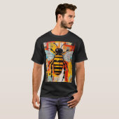 Colorful Bee Art Print Honeybee Wall T-shirt (Voorkant volledig)
