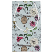 Colorful Beehive and Flowers Blue Floral Klein Cadeauzakje (Achterkant)