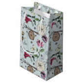 Colorful Beehive and Flowers Blue Floral Klein Cadeauzakje (Achterkant Gekanteld)