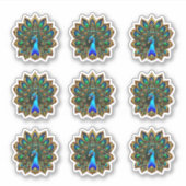 Colorful Bejeweled Plumage Peacock Sticker (Voorkant)