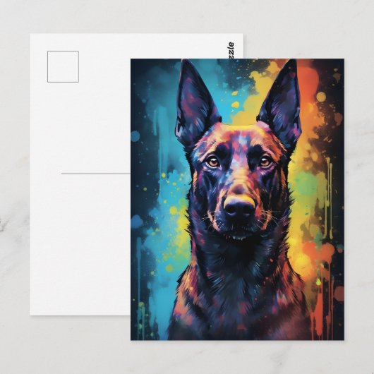 Colorful Belgium Malinois Briefkaart (Voorkant / Achterkant)