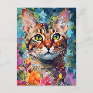 Colorful Bengal cat Briefkaart