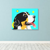 Colorful Bernese Mountain Dog Canvas Afdruk (Insitu (Houten vloer))