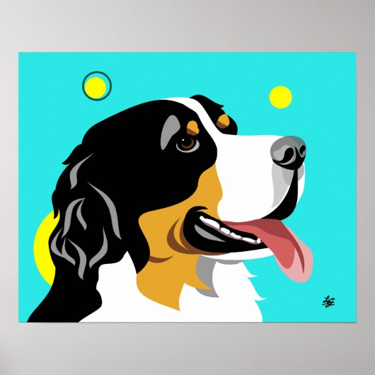 Colorful Bernese Mountain Dog Poster (Voorkant)