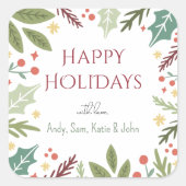 Colorful Berry Foliage Hoppy Feestdagen Family Gif Vierkante Sticker (Voorkant)