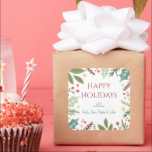 Colorful Berry Foliage Hoppy Feestdagen Family Gif Vierkante Sticker<br><div class="desc">Colorful Berry Foliage Prettige feestdagen Family Gift Square Sticker</div>