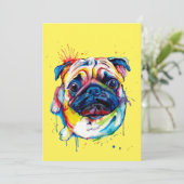 Colorful Best Pug Hondenliefhebber ooit Bedankkaart (Staand voorkant)