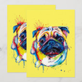 Colorful Best Pug Hondenliefhebber ooit Bedankkaart (Voorkant / Achterkant)