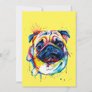 Colorful Best Pug Hondenliefhebber ooit Bedankkaart