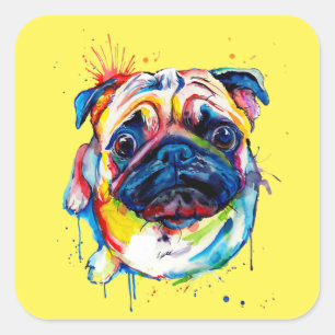 Colorful Best Pug Hondenliefhebber ooit Vierkante Sticker