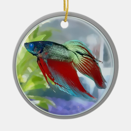 Colorful Betta Fish in een bubbeltje Keramisch Ornament (Voorkant)