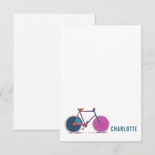 Colorful Bicycle Art Drawing Persoonlijke naam Notitiekaartje (Voorkant / Achterkant)