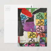 Colorful Bicycles mixed media collage Briefkaart (Voorkant / Achterkant)