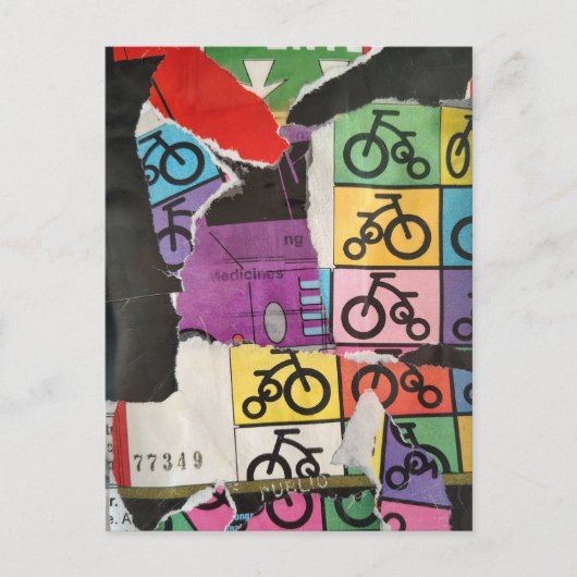 Colorful Bicycles mixed media collage Briefkaart (Voorkant)